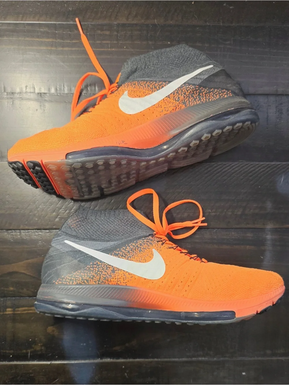 Nike Flyknit Zoom High-Top Sneakers - Orange & Gray